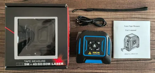 5M Tape + 60M Laser Digital Measuring Tape – Multi-Function Precision Measuring Tool with LCD Display & Cross Laser Emitter