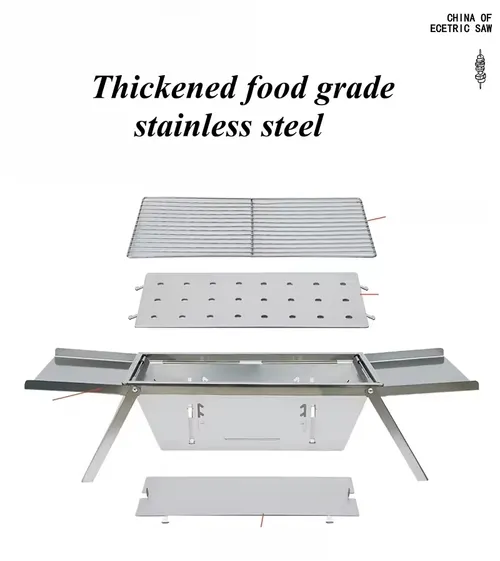Portable Camping BBQ Grill 3 Hight Adjustable Stainless Steel Folding