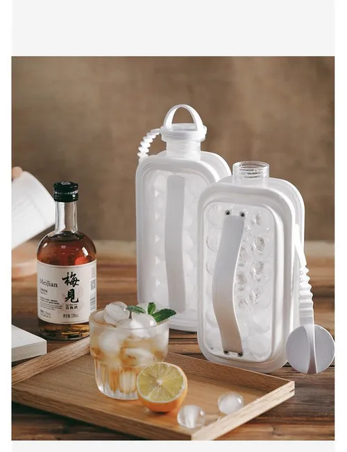 Summer Cool Drink Whisky Food Grade Material Soft And Safe Ice Cube Tray, Silicone Ice Cube Tray And Bins With Lid