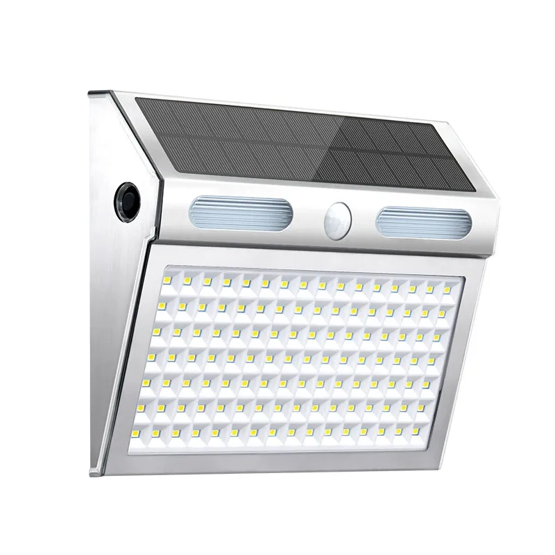 Luz de segurança solar de alta qualidade 112 LED sensor de movimento impermeável aço inoxidável luz de parede solar