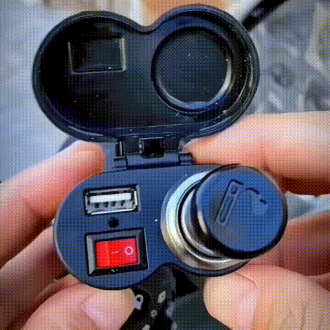 Carregador de isqueiro de moto Carregador de telemóvel USB duplo para moto ATV com interruptor