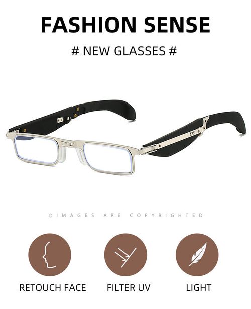 100 Degrees Reading Glasses (Presbyopia-Specific) - Foldable Compact Style, Blue Light Blocking & Ultra-Portable for On-the-Go Use