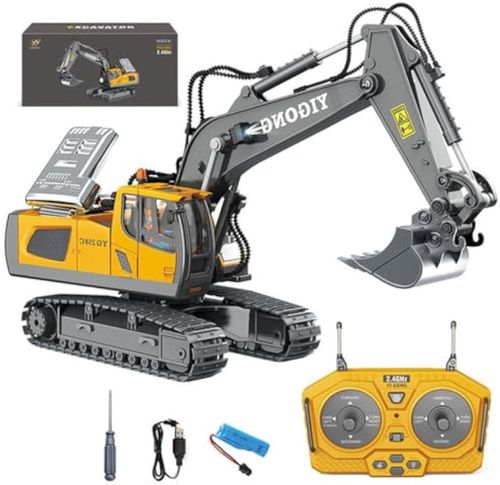 Mudsterz Excavator, Mudsterz Trucks, 360 Rotation Alloy Remote Control Excavator, Rc Trucks and Dump Truck Set for Adults with Cool Lights and Sounds (1PCS-A)