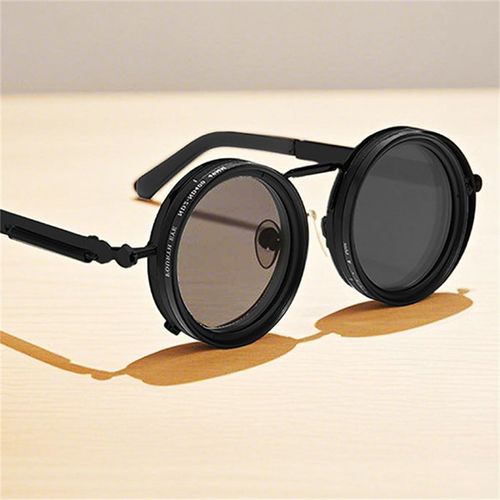 9-Speed ND Dimming Smart Sunglasses UV400 Polarized Round Frame with Adjustable Color Tone