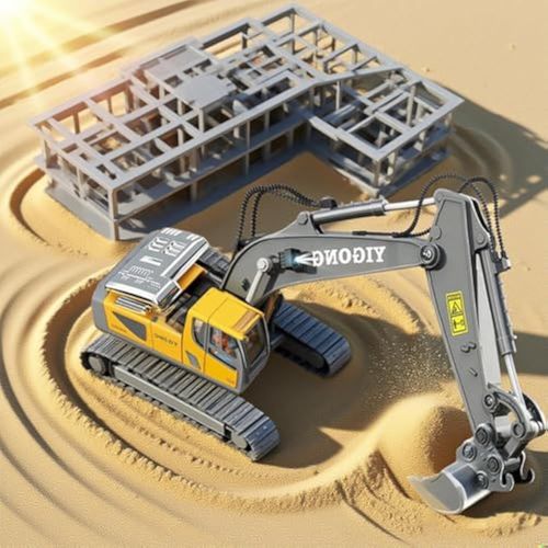 Mudsterz Excavator, Mudsterz Trucks, 360 Rotation Alloy Remote Control Excavator, Rc Trucks and Dump Truck Set for Adults with Cool Lights and Sounds (1PCS-A)