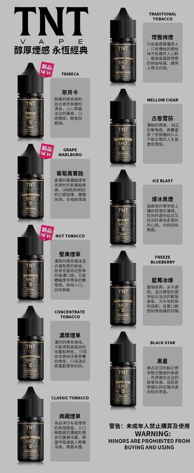TNT 進口小煙油 正品保障 買五送一 多種口味 高純丁鹽 正品現貨