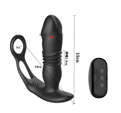 VIP15 Plug Prostate Stimulator 10 Modes Thrusting Anal Vibrator Waterproof Buttplug with Cock Ring Prostate Massager Toy