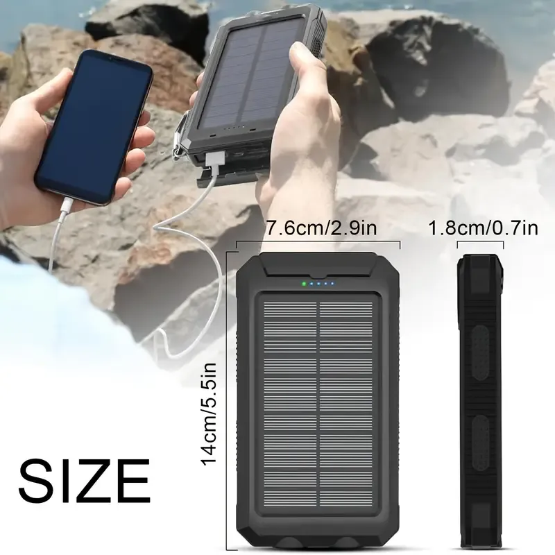 1pc, Ultra-High Capacity 8000mAh Solar Power Bank - Portable Power Banks with Solar Charger, Dual LED Flashlights, USB Output Port for IOS, Android, Outdoor Camping and Emergency Power Needs, Father's Day Gifts, Birthday Gifts, Christmas Gifts