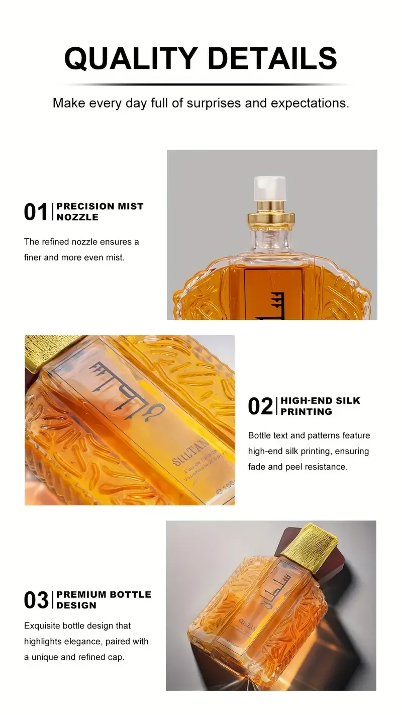 1 Bottle of Premium Perfume  Africa  Men is Perfume  Elegant and Long Lasting Fragrance 100ml 3.4oz Sultan Perfume Spray Arabian Perfume Oil Valentine  Day Perfect Gift for Boyfriend or Husband on Valentine's Day