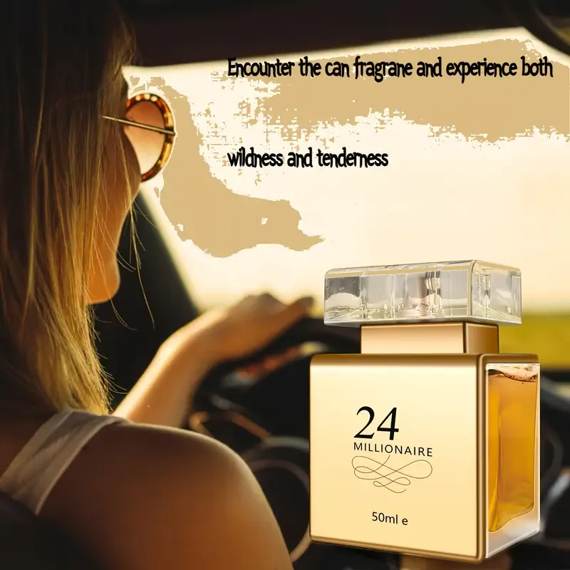 2 bottles 1.69 oz (50 ml), 24K fantastic golden look, suitable for men and women, fruit and floral lightweight perfume, sustainable release of charming scents, suitable for dates, parties, business parties, outdoors, Christmas gifts