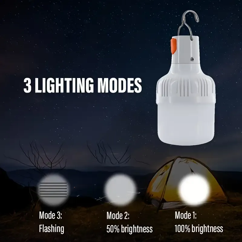 2PCS LED Camping Lights with Hook, USB Rechargeable Mini Portable Outdoor Emergency Light, Lithium Battery Powered Flashlight for Camping, Hiking, Fishing, Home, Party, Indoor and Outdoor Use