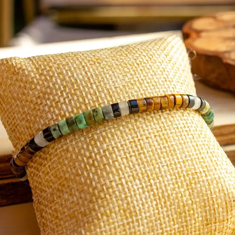 1pc A vintage style tiger's eye and African turquoise bracelet, confidence and strength, suitable for daily wear, birthday gift, Men's gift, valentine's day gift, surprise gift