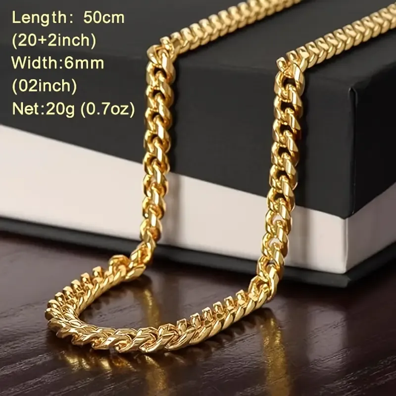 A new golden Cuban necklace for my man. Father's Day gift box. Hip-hop titanium steel gift for men. Fashionable, trendy and simple necklace