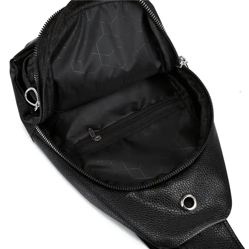 Men's chest bag, leather shoulder bag, crossbody bag, men's crocodile pattern waterproof outdoor travel shoulder bag