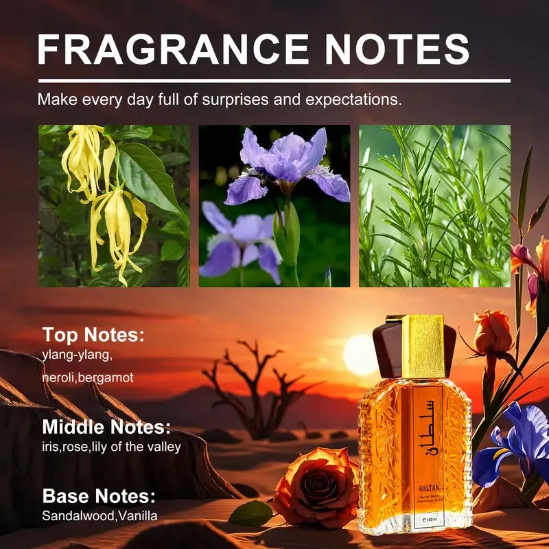 1 Bottle of Premium Perfume  Africa  Men is Perfume  Elegant and Long Lasting Fragrance 100ml 3.4oz Sultan Perfume Spray Arabian Perfume Oil Valentine  Day Perfect Gift for Boyfriend or Husband on Valentine's Day