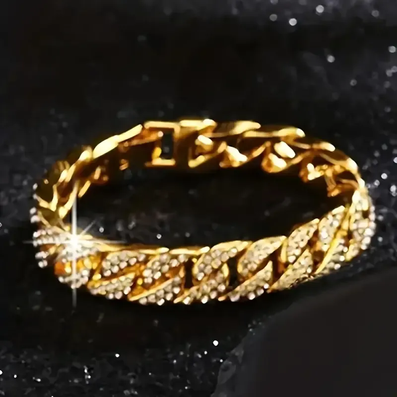 2pcs set Luxury Stainless Steel Men's Rhinestone Quartz Watch  Bracelet  Equipped With Durable Alloy Case, Precise Quartz Movement, Roman Numeral Circular Dial, and Fashionable Gift