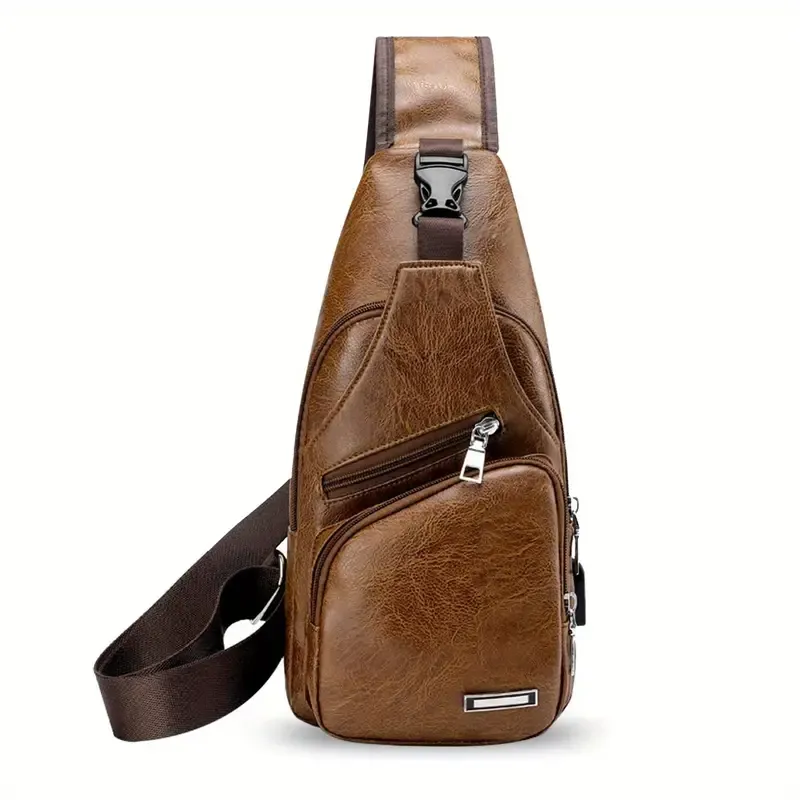 Men's shoulder bag, business crossbody backpack Campus travel crossbody bag with USB charging port Power Suitable for traveling and playing