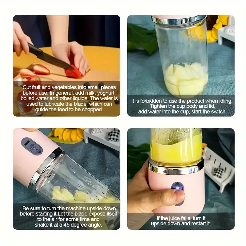 2-in-1 Portable Blender and Juicer with 6 Blades, USB Charging, Dual Cups, Suitable for Snow Mud, Milkshakes and Ice Drinks - Perfect Gift for Valentine's Day, Thanksgiving, Christmas, Mother's Day