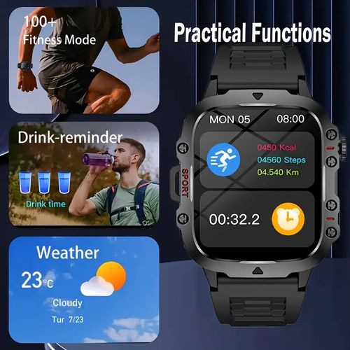New Durable Smartwatch Men'S Wireless Call Sports Fitness AI Voice Outdoor 100+ Sports Mode Outdoor Smartwatch