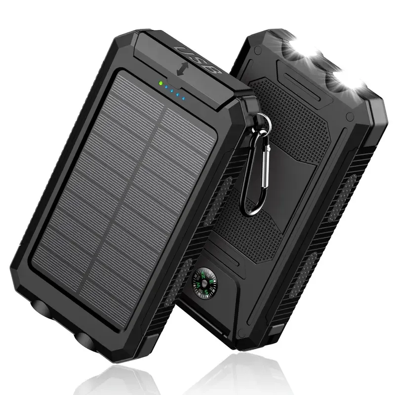 1pc, Ultra-High Capacity 8000mAh Solar Power Bank - Portable Power Banks with Solar Charger, Dual LED Flashlights, USB Output Port for IOS, Android, Outdoor Camping and Emergency Power Needs, Father's Day Gifts, Birthday Gifts, Christmas Gifts