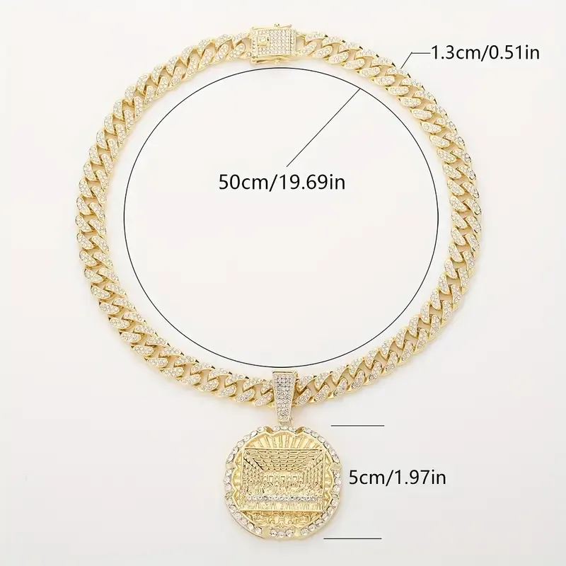 Golden-Plated Copper Last Supper Cuban Chain Necklace Synthetic Zirconia Inset  Men And Women - Vintage Fashion - Trend - Perfect Gift For Family, Friends  Any Holiday  Valentine's Day, Birthdays, Anniversaries, Gift Boxes