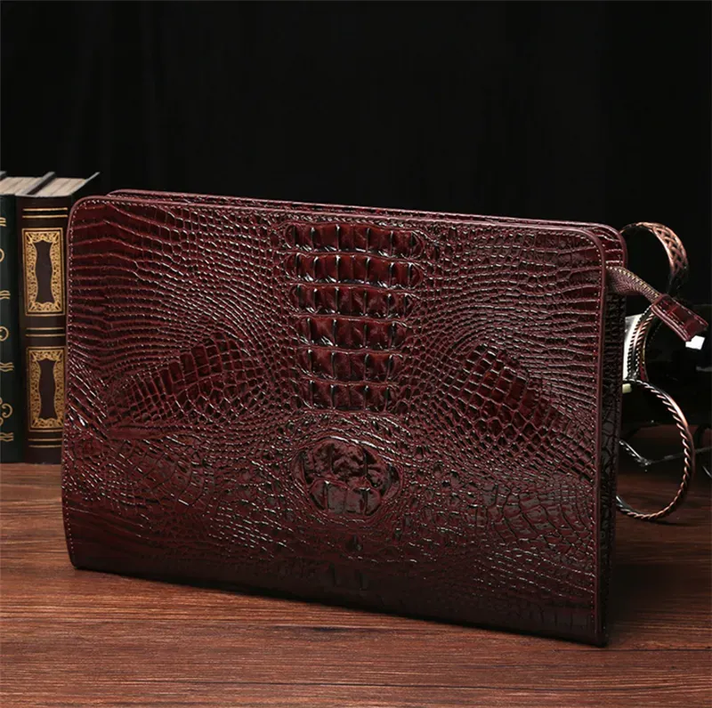 Men's Crocodile Pattern Clutch Bag - Stylish Black Envelope Handbag with Random Location & Pattern, Perfect for Everyday Commute and Professional Use, Casual Accessory | Crocodile Pattern Bag | Bag