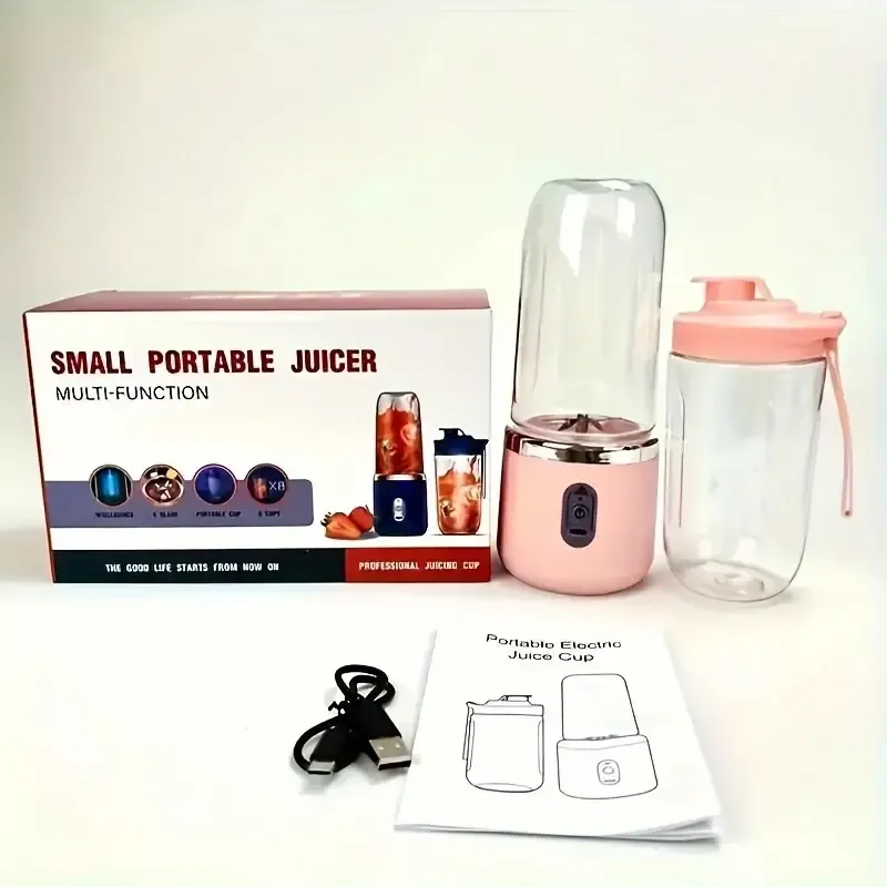 2-in-1 Portable Blender and Juicer with 6 Blades, USB Charging, Dual Cups, Suitable for Snow Mud, Milkshakes and Ice Drinks - Perfect Gift for Valentine's Day, Thanksgiving, Christmas, Mother's Day