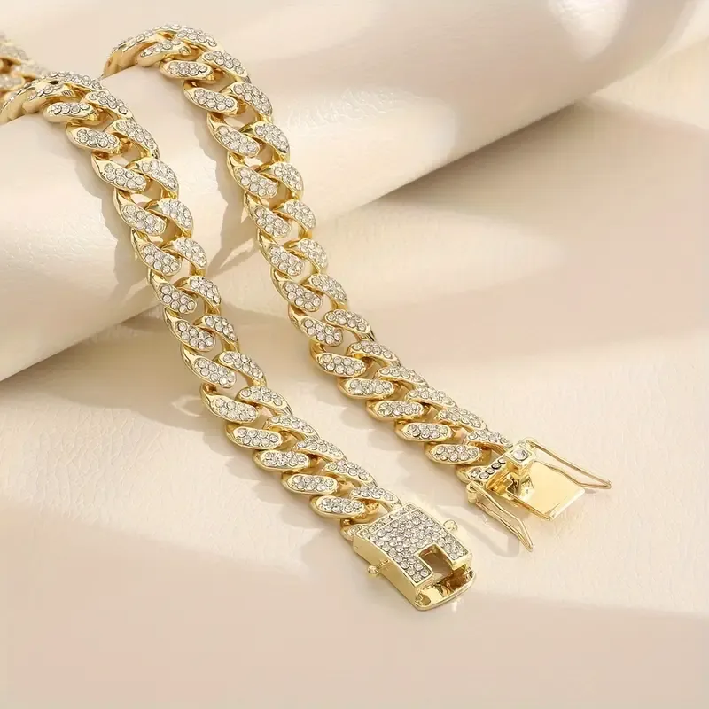 Golden-Plated Copper Last Supper Cuban Chain Necklace Synthetic Zirconia Inset  Men And Women - Vintage Fashion - Trend - Perfect Gift For Family, Friends  Any Holiday  Valentine's Day, Birthdays, Anniversaries, Gift Boxes
