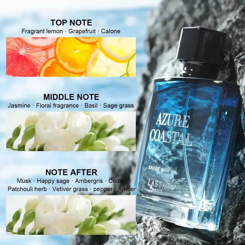 50ML Men's perfume, universal adult deodorant for men and women, fresh citrus and ocean aromas with amber and musk, long-lasting freshness, with gift box packaging for Father's Day, New Year, Valentine's Day gifts
