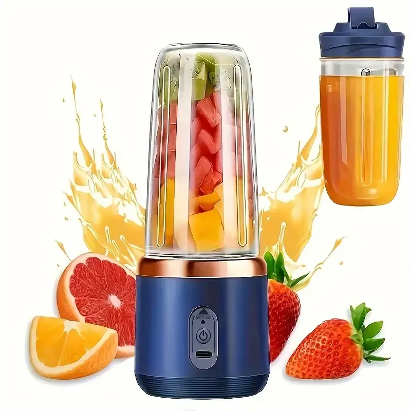 2-in-1 Portable Blender and Juicer with 6 Blades, USB Charging, Dual Cups, Suitable for Snow Mud, Milkshakes and Ice Drinks - Perfect Gift for Valentine's Day, Thanksgiving, Christmas, Mother's Day