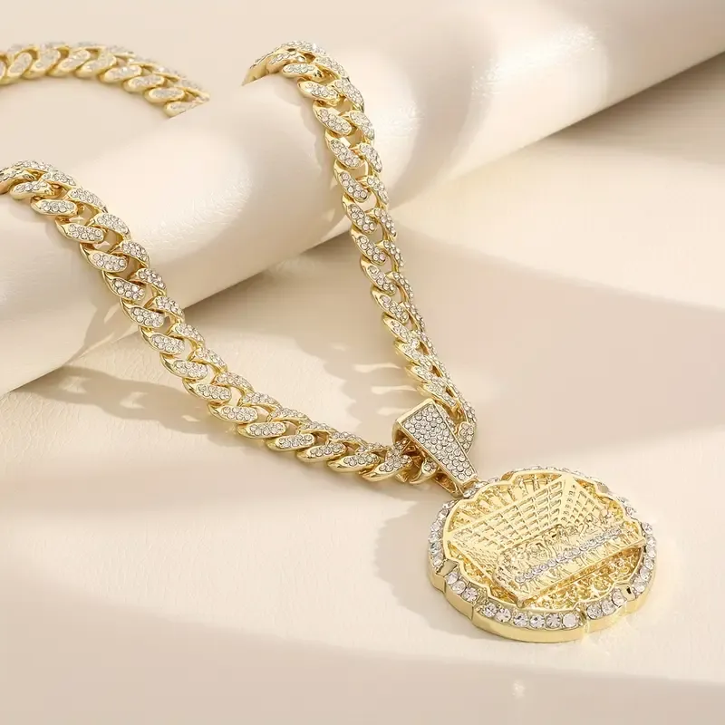 Golden-Plated Copper Last Supper Cuban Chain Necklace Synthetic Zirconia Inset  Men And Women - Vintage Fashion - Trend - Perfect Gift For Family, Friends  Any Holiday  Valentine's Day, Birthdays, Anniversaries, Gift Boxes