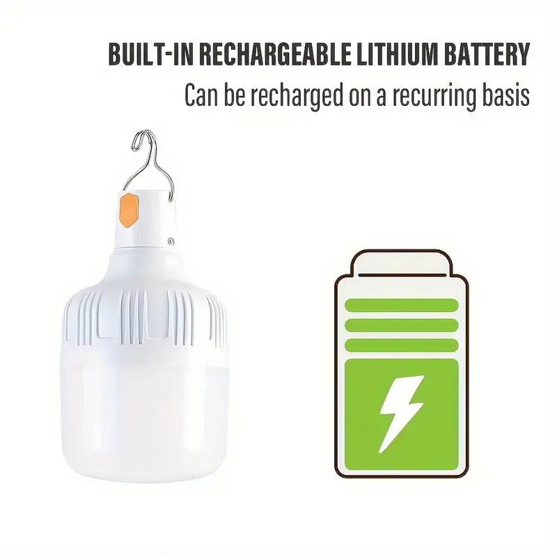 2PCS LED Camping Lights with Hook, USB Rechargeable Mini Portable Outdoor Emergency Light, Lithium Battery Powered Flashlight for Camping, Hiking, Fishing, Home, Party, Indoor and Outdoor Use