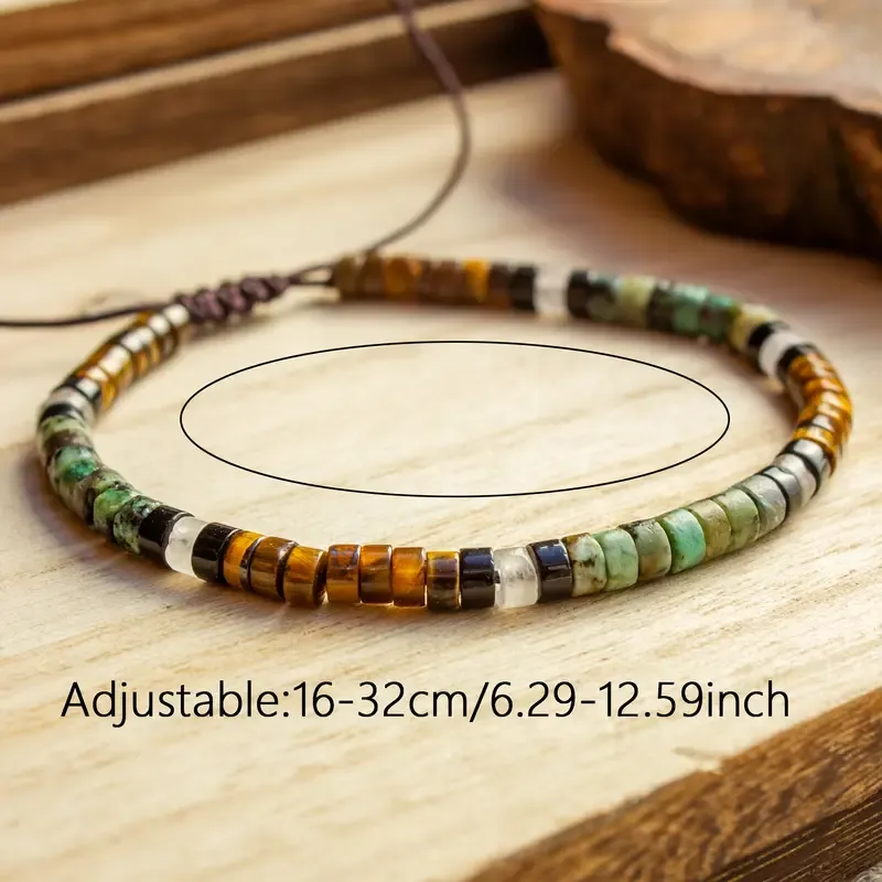 1pc A vintage style tiger's eye and African turquoise bracelet, confidence and strength, suitable for daily wear, birthday gift, Men's gift, valentine's day gift, surprise gift