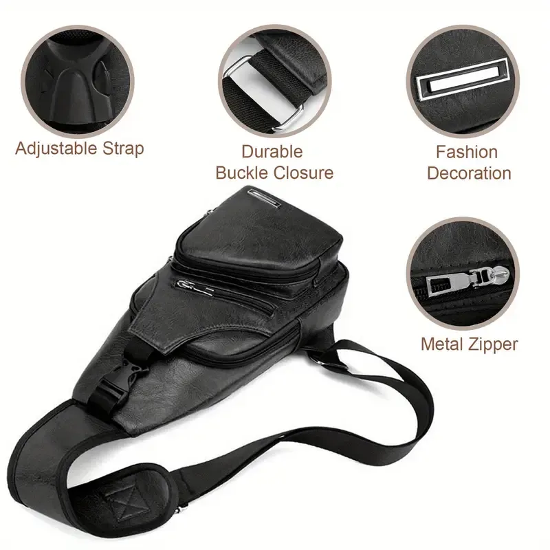 Men's shoulder bag, business crossbody backpack Campus travel crossbody bag with USB charging port Power Suitable for traveling and playing