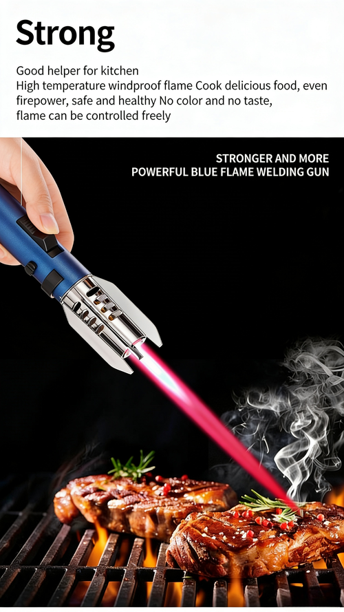 ZC281Strong red flame metal torch lighter, modern adjustable and rotatable jet cigarette  barbecue refillable long pen business gift