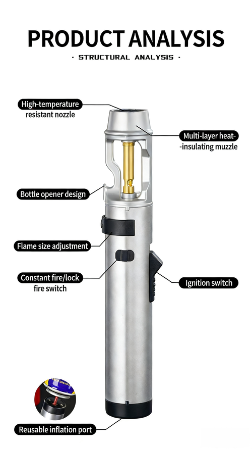 ZC-293Strong metal gas lighter, windproof, kitchen cooking torch, flame spray, barbecue, smoking accessories, cigar lighter, men's gift