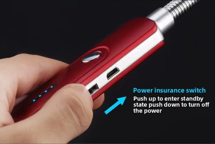 360-degree rotatable USB rechargeable single arc digital kitchen lighter, classic metal, windproof lithium battery, barbecue, camping