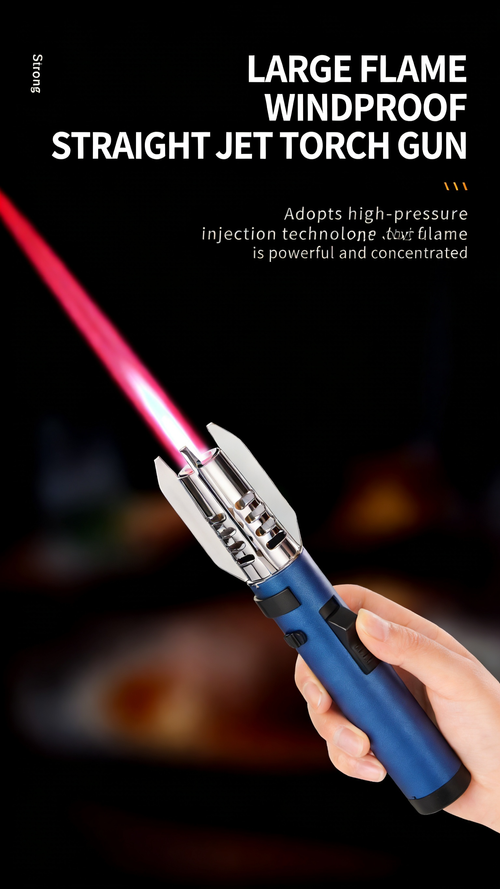 ZC281Strong red flame metal torch lighter, modern adjustable and rotatable jet cigarette  barbecue refillable long pen business gift