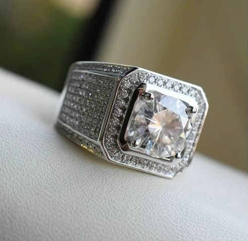 Sterling Moissanite Ring For Men