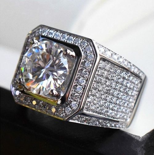 Sterling Moissanite Ring For Men