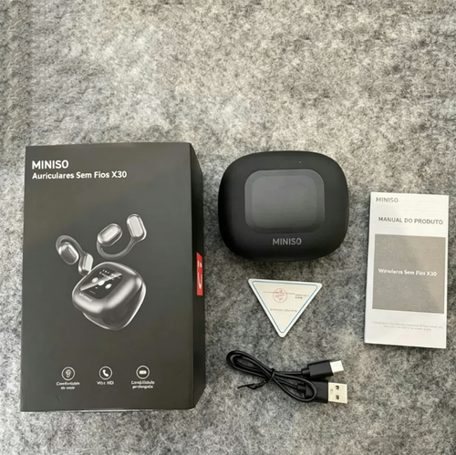 MINISO X30  Audiocabelos Design de Orelha Aberta, Auriculares Sem Fio, Audiocabelos Cómodos com Controle Tátil Eletrônico, Aparatos de Viagem, Auriculares Bluetooth, Headset Sem Fio, Audiocabelos Esportivos Sem Fio com Proteção à Água