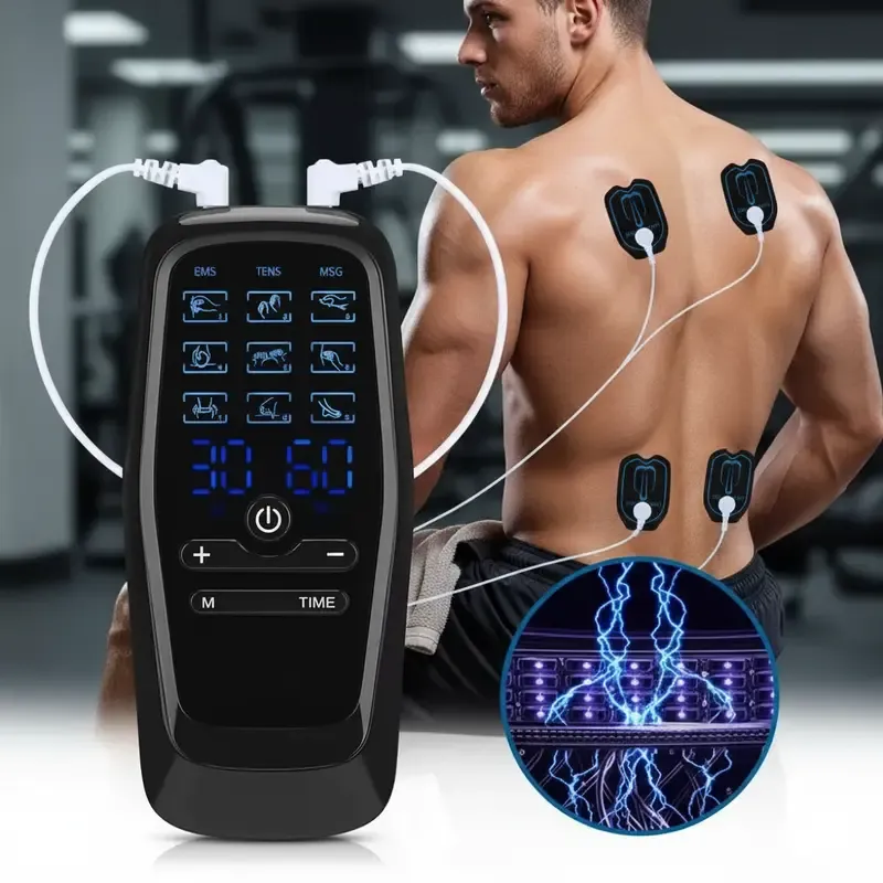 Dual-channel Device 9 Modes 30 Levels Upgraded Large LCD Screen Muscle Relaxer for Back Neck Shoulder Pain Relief Rechargeable Massager Portable Design for Office Car Use