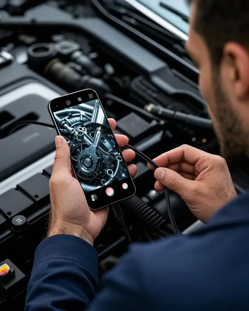 KAIWEETS Endoscope Borescope Camera with 8 Adjustable LED Lights, Car Inspection Camera, IP67 waterproof Multifunctional Inspection Tool for Car Repair, Home Appliance Inspection, Pipeline Maintenance