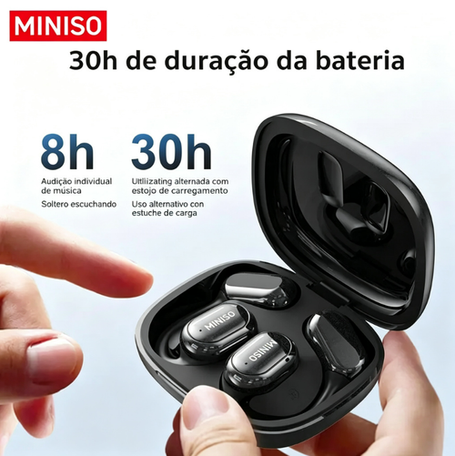 MINISO X30  Audiocabelos Design de Orelha Aberta, Auriculares Sem Fio, Audiocabelos Cómodos com Controle Tátil Eletrônico, Aparatos de Viagem, Auriculares Bluetooth, Headset Sem Fio, Audiocabelos Esportivos Sem Fio com Proteção à Água