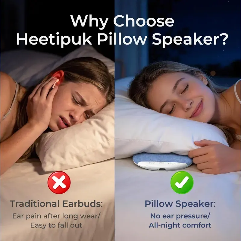 2026 Upgrade Pillow Speaker,Mini Pillow Speaker for Sleeping, Ultra-Thin Bluetooth Speaker Under Pillow Speaker with White Noise Sound Machine Headphone-Free Sleep Speaker for Adult for Gift