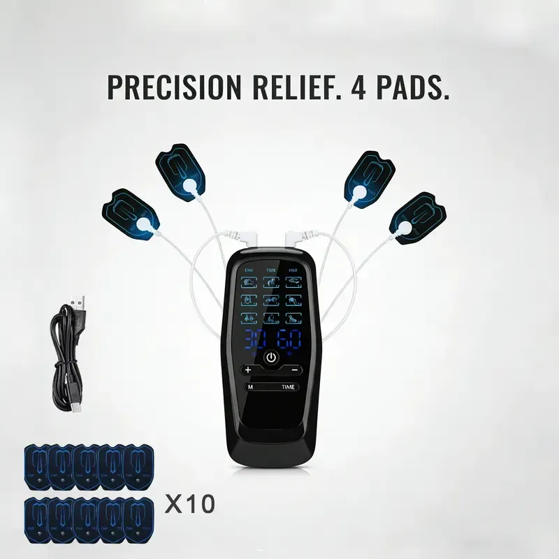 Dual-channel Device 9 Modes 30 Levels Upgraded Large LCD Screen Muscle Relaxer for Back Neck Shoulder Pain Relief Rechargeable Massager Portable Design for Office Car Use