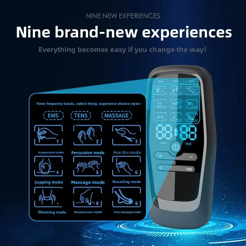 Dual-channel Device 9 Modes 30 Levels Upgraded Large LCD Screen Muscle Relaxer for Back Neck Shoulder Pain Relief Rechargeable Massager Portable Design for Office Car Use