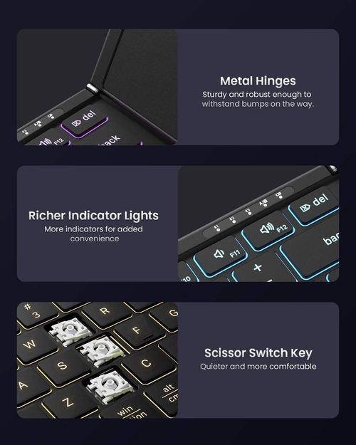 Nairobi Pro 3-in-1 Foldable Keyboard - with Touchpad & Backlight for Phone, Tablet, Laptop