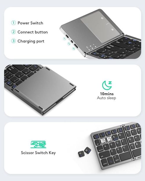 Nairobi Pro 3-in-1 Foldable Keyboard - with Touchpad & Backlight for Phone, Tablet, Laptop
