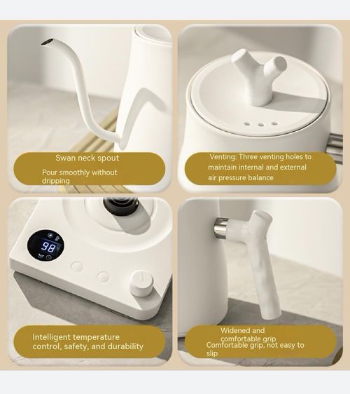 Smart Electric Kettle with Long Curved Spout